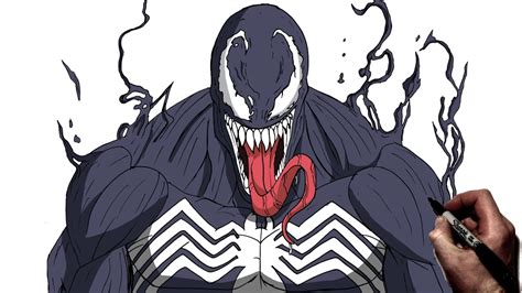 how to draw venom easy|How to Draw Venom (Marvel) VIDEO & Step.